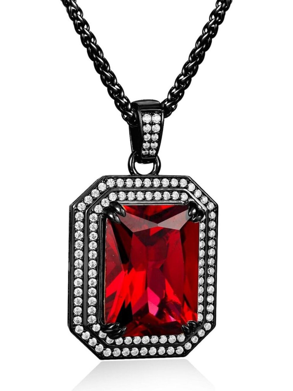 Gothic Punk Gemstone Pendant Necklace for Men & Women - Sterling Silver Dragon